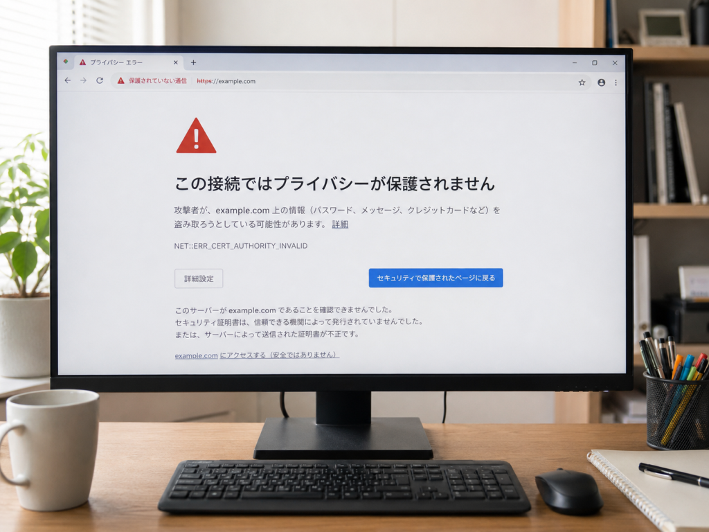 この接続ではプライバシーが保護されません