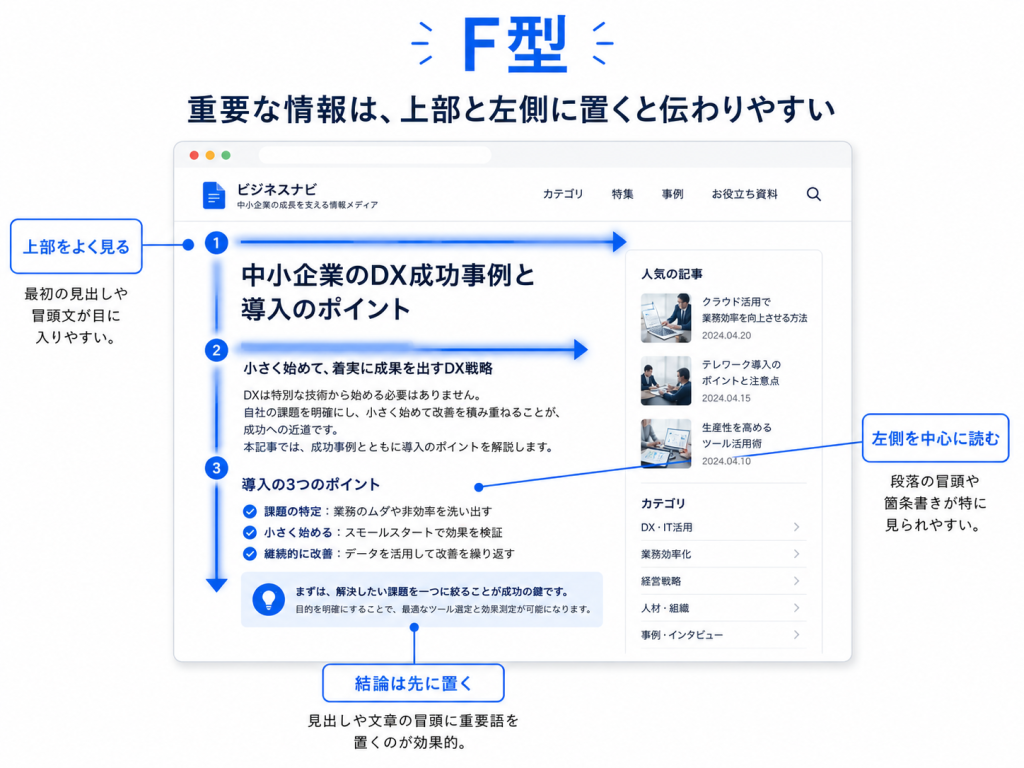 ホームページのF型