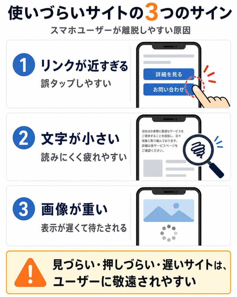 使いづらいサイトのサイン