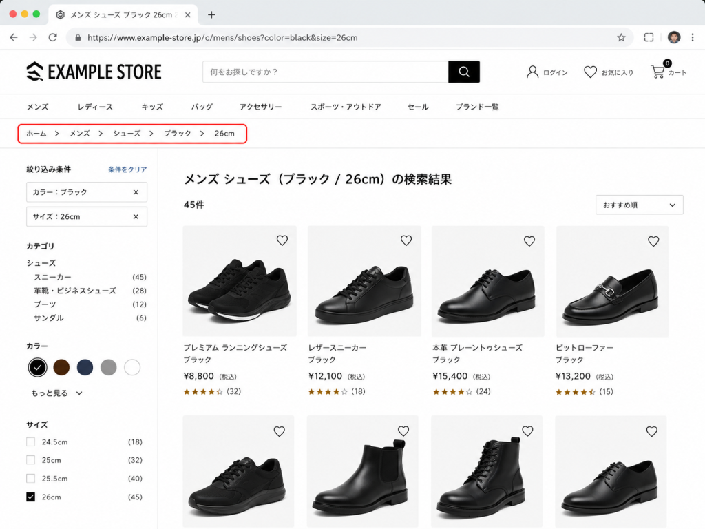 属性型パンくずリスト