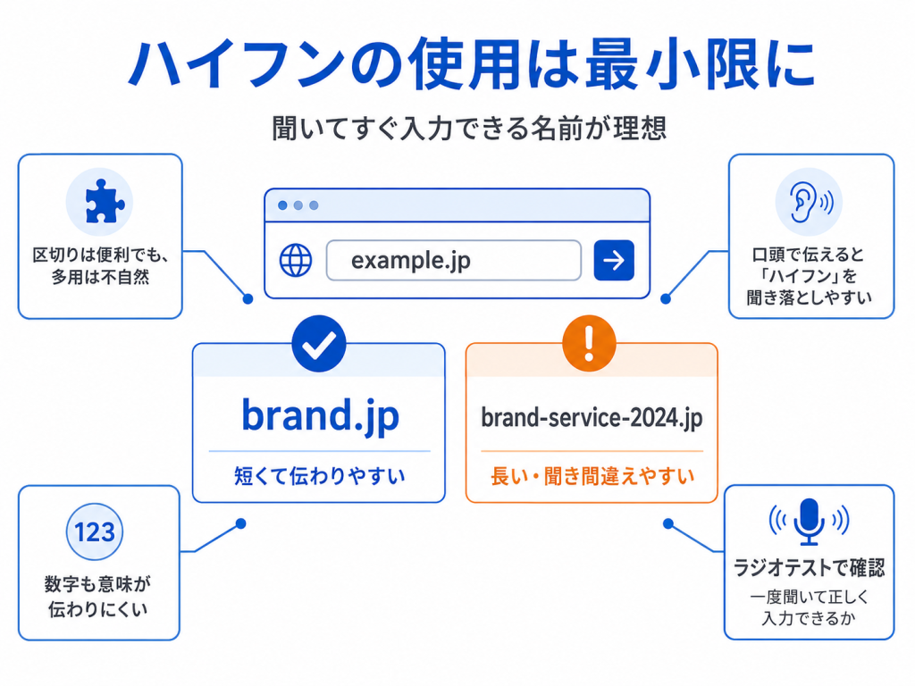 ハイフンの使用は最小限に