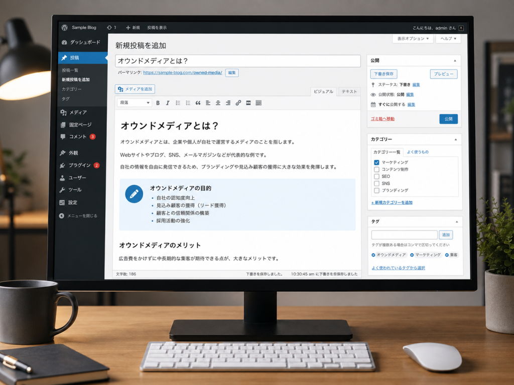 ワードプレスのサンプル画面