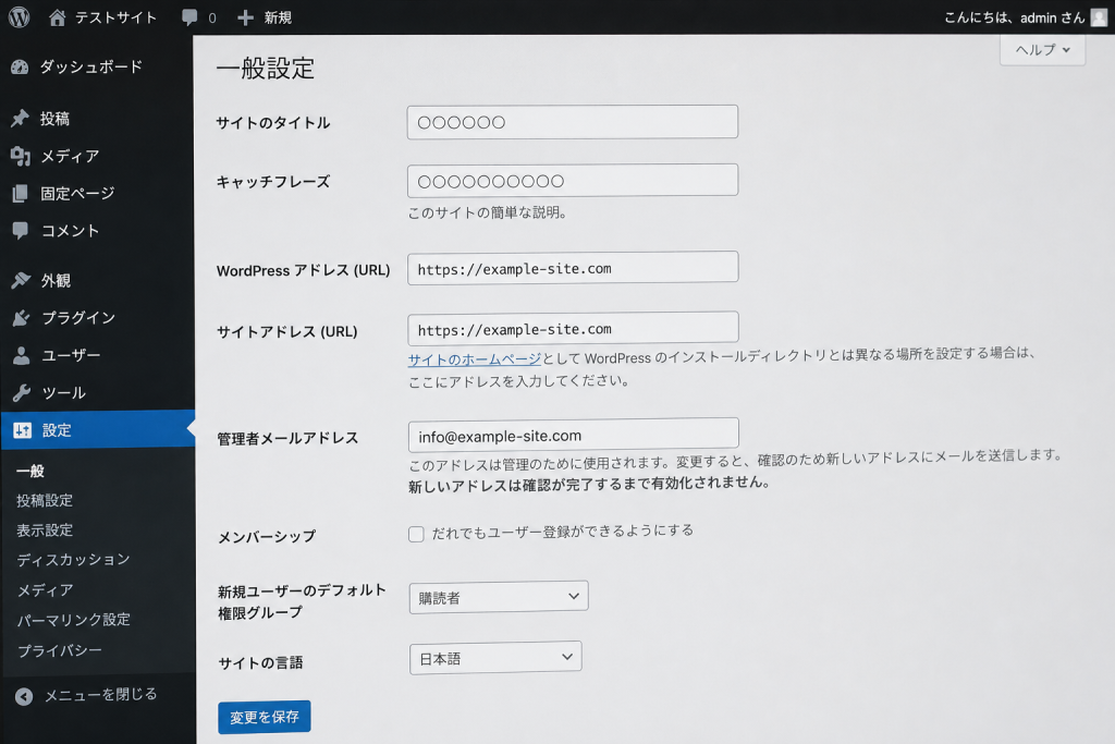 ワードプレスの管理画面イメージ